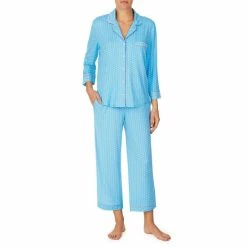 Best Sale 🌟 Kate Spade New York Dotted 3/4 Sleeve Notch Collar Cropped Pajama Set Peri Dot 🧨