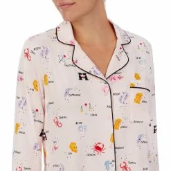 Best Pirce ⭐ Kate Spade New York Zodiac Print 3/4 Sleeve Notch Collar Pajama Set Pastel Pink ❤️ -Kate Spade New York shop unnamed file 2109