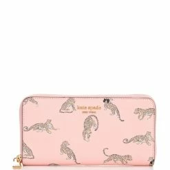 Deals 🎁 Kate Spade New York Morgan Leopard Zip Around Continental Wallet Dancer Pink 🥰