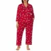 Promo ❤️ Kate Spade New York Plus Size 👟 Shoe Print 3/4 Sleeve Notch Collar Patch Pocket Cropped Pajama Set Red/print ✔️