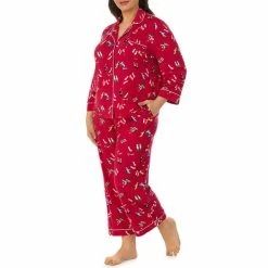 Promo ❤️ Kate Spade New York Plus Size 👟 Shoe Print 3/4 Sleeve Notch Collar Patch Pocket Cropped Pajama Set Red/print ✔️ -Kate Spade New York shop unnamed file 2159