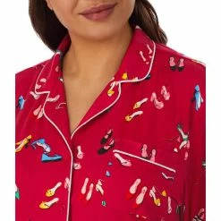Promo ❤️ Kate Spade New York Plus Size 👟 Shoe Print 3/4 Sleeve Notch Collar Patch Pocket Cropped Pajama Set Red/print ✔️ -Kate Spade New York shop unnamed file 2160