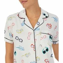 Promo ✨ Kate Spade New York Sunglass Print Short Sleeve Notch Collar Button Front Shorty Pajama Set White Multi 🥰 -Kate Spade New York shop unnamed file 2169