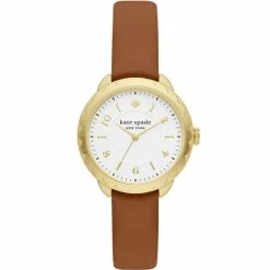 New 🧨 Kate Spade New York Morningside Three-Hand Brown Leather Strap ⌚ Watch 😀