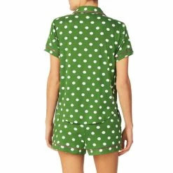 Outlet 👍 Kate Spade New York Dotted Short Sleeve Notch Collar Cozy Knit Jersey Shorty Pajama Set Green Dot 🔔 -Kate Spade New York shop unnamed file 220