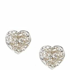 Budget โค๏ธ Kate Spade New York Something Sparkly Clay Pave Heart Stud Earrings Silver ๐