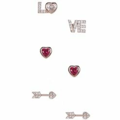 Best Pirce 🎉 Kate Spade New York Spell It Out Heart And Arrow Stud Earring Set Pink ⭐