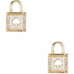 Discount ✨ Kate Spade New York Lock And Spade Pave Stud Earrings Gold 🔔
