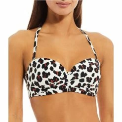 Budget 🎉 Kate Spade New York Fiji Feline Underwire Bandeau 👙 Bikini Swim Top Black 🧨