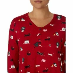 Best Sale 😉 Kate Spade New York Deck The Paws Print Long Sleeve Scoop Neck Knit Holiday Pajama Set Red Print 🧨 -Kate Spade New York shop unnamed file 236