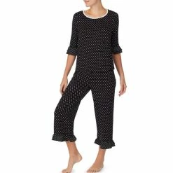 Brand new 👍 Kate Spade New York Print Jersey Knit Cropped Coordinating Pajama Set Black/ivory Dot 🧨 -Kate Spade New York shop unnamed file 239