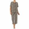 Discount ✔️ Kate Spade New York Animal Print Jersey Cropped Coordinating Pajama Set Brown Animal Print 🔔
