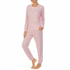 Outlet π₯ Kate Spade New York Sweater Knit Long Sleeve Crew Neck Animal Print Coordinating Pajama Set Pink Print π§¨