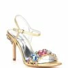 New 🥰 Kate Spade New York Treasure Rhinestone Embellished Ankle Strap 👗 Dress 🩴 Sandals Gold/multi 🎁