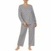 Hot Sale 😀 Kate Spade New York Plus Size Polka Dot Print Long Sleeve Round Neck Cropped Pajama Set Grey Dot 🥰