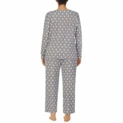 Hot Sale 😀 Kate Spade New York Plus Size Polka Dot Print Long Sleeve Round Neck Cropped Pajama Set Grey Dot 🥰 -Kate Spade New York shop unnamed file 314