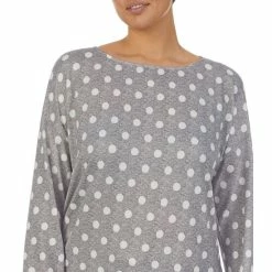 Hot Sale 😀 Kate Spade New York Plus Size Polka Dot Print Long Sleeve Round Neck Cropped Pajama Set Grey Dot 🥰 -Kate Spade New York shop unnamed file 316