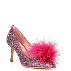 Flash Sale 😀 Kate Spade New York Maribou Glitter Feather Pom Pumps Pink Multi 🔔