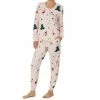 Buy 🔥 Kate Spade New York Holiday Costume Party Print Long Sleeve Scoop Neck Pajama Set Pink/multi 🎉