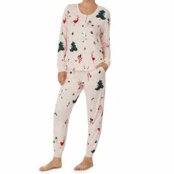 Buy 🔥 Kate Spade New York Holiday Costume Party Print Long Sleeve Scoop Neck Pajama Set Pink/multi 🎉