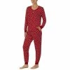Budget 🔥 Kate Spade New York Long Sleeve Scoop Neck Jersey Knit Dotted Pajama Set Red Cream 🎁