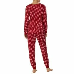 Budget 🔥 Kate Spade New York Long Sleeve Scoop Neck Jersey Knit Dotted Pajama Set Red Cream 🎁 -Kate Spade New York shop unnamed file 373