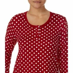 Budget 🔥 Kate Spade New York Long Sleeve Scoop Neck Jersey Knit Dotted Pajama Set Red Cream 🎁 -Kate Spade New York shop unnamed file 374