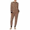 Cheapest 🛒 Kate Spade New York Animal Print Long Sleeve Round Neck Velour Pajama Set Brown Print 🔔