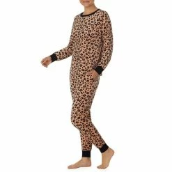 Cheapest 🛒 Kate Spade New York Animal Print Long Sleeve Round Neck Velour Pajama Set Brown Print 🔔 -Kate Spade New York shop unnamed file 436