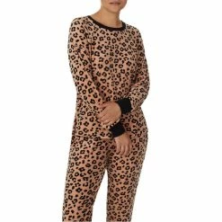 Cheapest 🛒 Kate Spade New York Animal Print Long Sleeve Round Neck Velour Pajama Set Brown Print 🔔 -Kate Spade New York shop unnamed file 437
