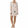 Budget 🛒 Kate Spade New York Holiday Costume Party Print Long Sleeve Round Neck Jersey Knit Nightshirt Pink/multi 🎁
