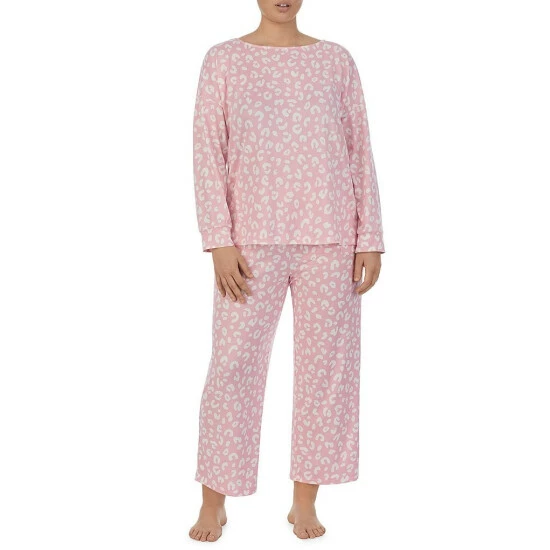 Outlet π Kate Spade New York Plus Size Animal Print Long Sleeve Round Neck Cropped Pajama Set Pink Print π 1 Outlet π Kate Spade New York Plus Size Animal Print Long Sleeve Round Neck Cropped Pajama Set Pink Print π