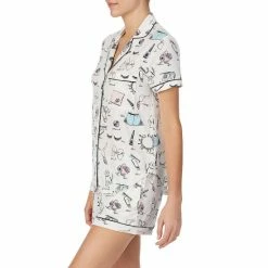Coupon 🧨 Kate Spade New York Printed Notch Collar Short Sleeve Jersey Knit Shorty Pajama Set Novel Print 🎁 -Kate Spade New York shop unnamed file 475