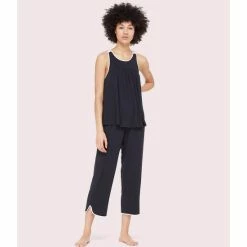 Best deal 🎉 Kate Spade New York Jersy Knit Cropped Coordinating Pajama Set Black 😉 -Kate Spade New York shop unnamed file 625