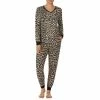 Best Sale 😀 Kate Spade New York Animal Print Jersey Knit Long Sleeve Scoop Neck Pajama Set Brown Animal 😀