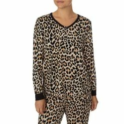 Best Sale 😀 Kate Spade New York Animal Print Jersey Knit Long Sleeve Scoop Neck Pajama Set Brown Animal 😀 -Kate Spade New York shop unnamed file 658