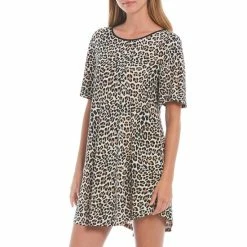 Discount ✨ Kate Spade New York Animal Print Jersey Knit Nightgown Brown Animal Print 🛒