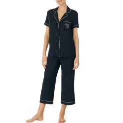 Promo ⌛ Kate Spade New York #double;Dream A Little Dream#double; Coordinating Solid Knit Pajama Set Black 🛒