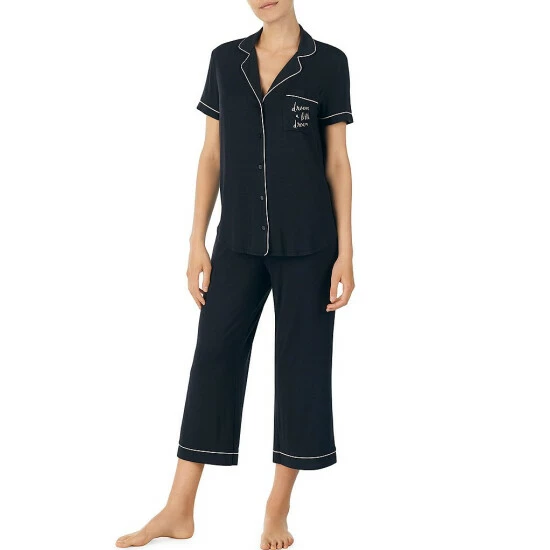 Promo ⌛ Kate Spade New York #double;Dream A Little Dream#double; Coordinating Solid Knit Pajama Set Black 🛒 1 Promo ⌛ Kate Spade New York #double;Dream A Little Dream#double; Coordinating Solid Knit Pajama Set Black 🛒