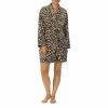 New 👏 Kate Spade New York Chenille Animal Print Plush Long Sleeve Tie Front Cozy Short Wrap Robe Brown Animal 🔥