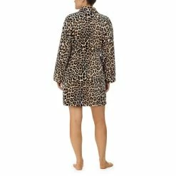 New 👏 Kate Spade New York Chenille Animal Print Plush Long Sleeve Tie Front Cozy Short Wrap Robe Brown Animal 🔥 -Kate Spade New York shop unnamed file 726
