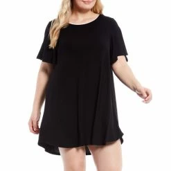 Budget π Kate Spade New York Plus Size Solid Jersey Knit Short Nightgown Black π