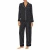 Cheap 👍 Kate Spade New York Long Sleeve Notch Collar Satin Striped Ankle Pajama Set Black/stripe 👏