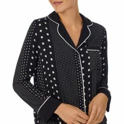 Cheap 👍 Kate Spade New York Long Sleeve Notch Collar Satin Striped Ankle Pajama Set Black/stripe 👏 -Kate Spade New York shop unnamed file 767