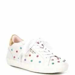 Promo ✨ Kate Spade New York Ace Gem Embellished Lace-Up 👟 Sneakers Optic White/gold 🔥