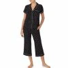 Flash Sale 🥰 Kate Spade New York Heart Clover Print Jersey Knit Cropped Coordinating Pajama Set Black Print 🥰