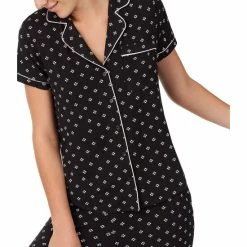 Flash Sale 🥰 Kate Spade New York Heart Clover Print Jersey Knit Cropped Coordinating Pajama Set Black Print 🥰 -Kate Spade New York shop unnamed file 848