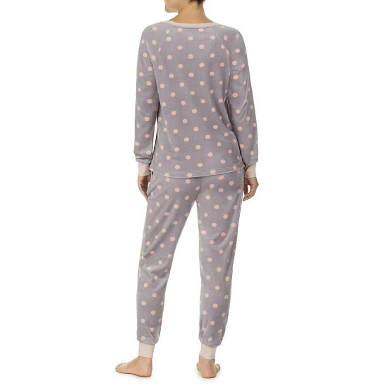 Deals 😉 Kate Spade New York Dotted Print Long Sleeve Round Neck Velour Pajama Set Grey Dot 🌟 2 Deals 😉 Kate Spade New York Dotted Print Long Sleeve Round Neck Velour Pajama Set Grey Dot 🌟 - Image 2