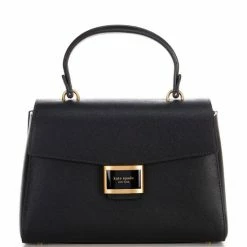 Top 10 😉 Kate Spade New York Katy Medium Top Handle Textured Satchel Bag Black 😀