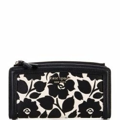 Hot Sale β€οΈ Kate Spade New York Knott Rosy Garden Embossed Pebbled Leather Zip Slim Wallet Cream Multi π